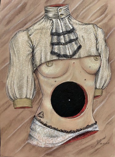 Drawing titled "Mère du chaos" by William Bernard, Original Artwork, Pastel