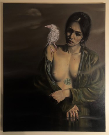 Peinture intitulée "La mère des damnés" par William Bernard, Œuvre d'art originale, Huile