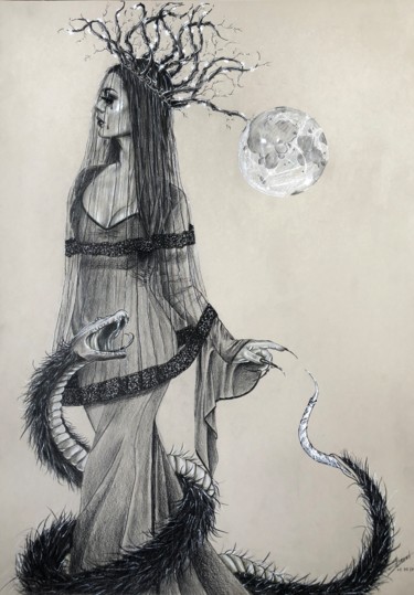 Drawing titled "Lilith" by William Bernard, Original Artwork, Pencil