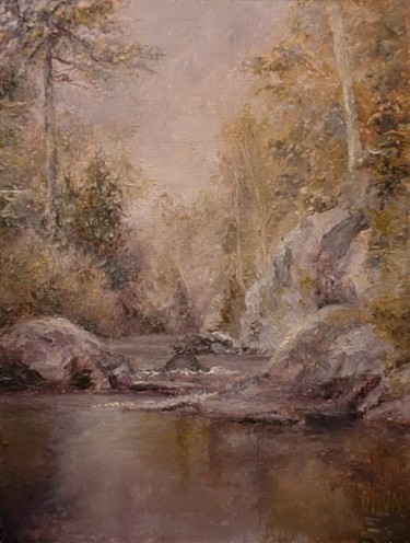 Painting titled "Big Stone Crossing 2" by William Dunn, Original Artwork, Oil