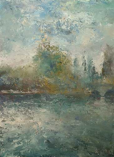 Painting titled "River Thames" by William Dunn, Original Artwork, Oil