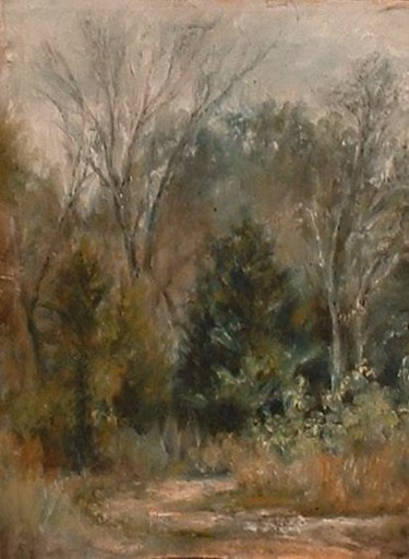 Painting titled "Cedar Sentinel" by William Dunn, Original Artwork, Oil