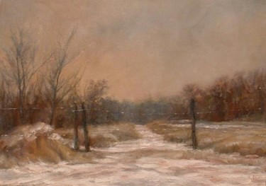 Painting titled "Okie Snow" by William Dunn, Original Artwork, Oil