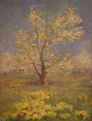 Painting titled "Ocher bloom" by William Dunn, Original Artwork, Oil
