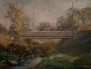Painting titled "Bridge over Mill Cr…" by William Dunn, Original Artwork, Oil