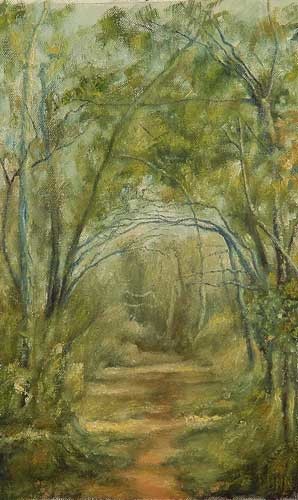Painting titled "Path into Sanborne" by William Dunn, Original Artwork, Oil