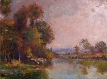Painting titled "After Daubigny" by William Dunn, Original Artwork, Oil