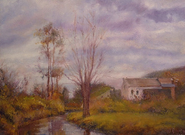 Painting titled "Landscape with smal…" by William Dunn, Original Artwork, Oil