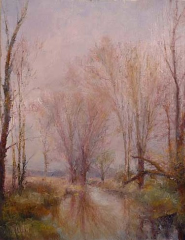 Painting titled "Winter creek" by William Dunn, Original Artwork, Oil
