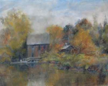 Painting titled "Autumn reflection s…" by William Dunn, Original Artwork, Oil