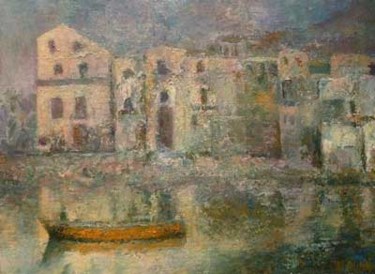 Painting titled "Village in Sicily" by William Dunn, Original Artwork, Oil