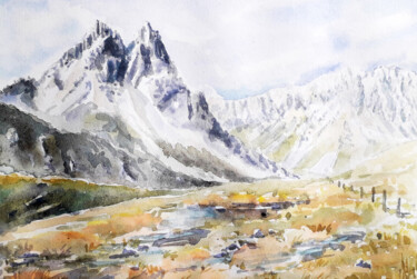 Painting titled "Dent Parrachée" by Willo, Original Artwork, Watercolor