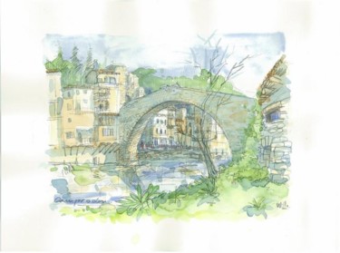Painting titled "Pont nou - Camprodon" by Willo, Original Artwork