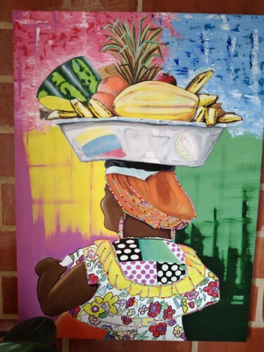 Schilderij getiteld "Palenquera" door Pulinchi, Origineel Kunstwerk, Olie