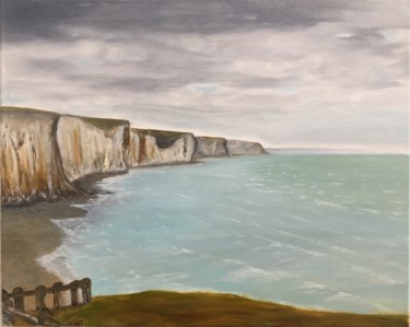 Painting titled "Les falaises d'Ault" by Willy Gerard, Original Artwork, Oil