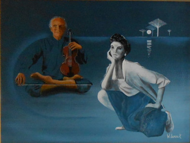 Peinture intitulée "a-l-ecoute-du-maitr…" par Willy Larock, Œuvre d'art originale, Acrylique