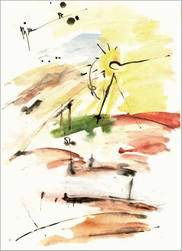 Disegno intitolato "Children's landscap…" da Dima Wilms, Opera d'arte originale, Gouache