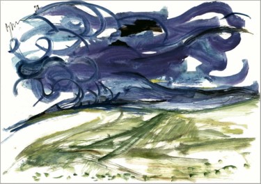 Drawing titled "Field by Van Gogh…" by Dima Wilms, Original Artwork, Gouache