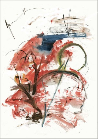 Drawing titled "Coucher du soleil.…" by Dima Wilms, Original Artwork, Gouache