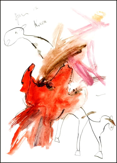 "Le chien rouge est…" başlıklı Resim Dima Wilms tarafından, Orijinal sanat, Guaş boya