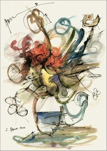 Disegno intitolato "De la série " Trist…" da Dima Wilms, Opera d'arte originale, Gouache