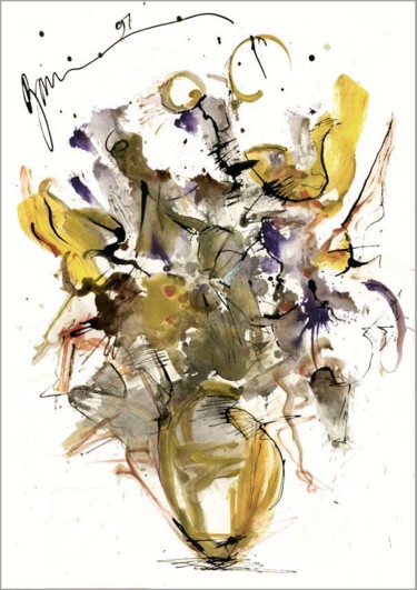 Рисунок под названием "Bouquet d'énergies…" - Dima Wilms, Подлинное произведение искусства, Гуашь