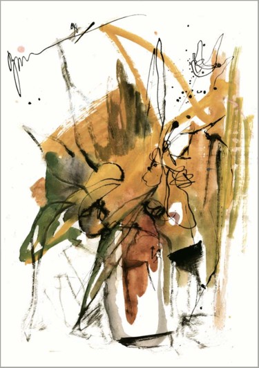 Dessin intitulée "Le bouquet peint le…" par Dima Wilms, Œuvre d'art originale, Gouache