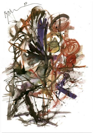 Drawing titled "Bouquet à la guerre…" by Dima Wilms, Original Artwork, Gouache