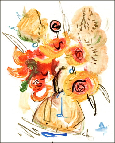 Drawing titled "bouquet 9.jpg" by Dima Wilms, Original Artwork, Acrylic