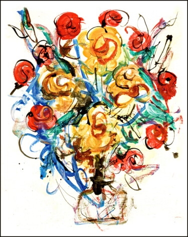 Drawing titled "bouquet 73.jpg" by Dima Wilms, Original Artwork, Acrylic