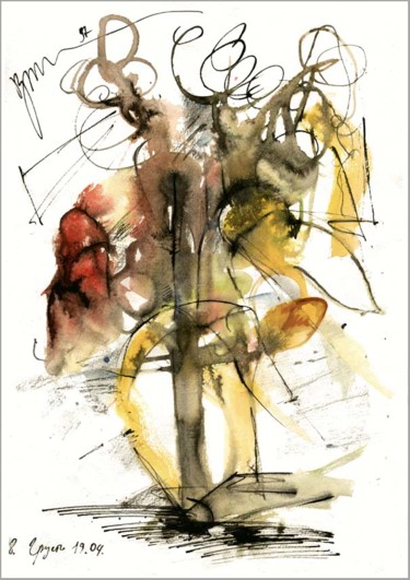 Disegno intitolato "Bouquet De Tristess…" da Dima Wilms, Opera d'arte originale, Gouache