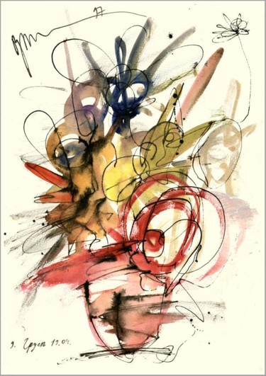 Dibujo titulada "Bouquet De Tristess…" por Dima Wilms, Obra de arte original, Gouache