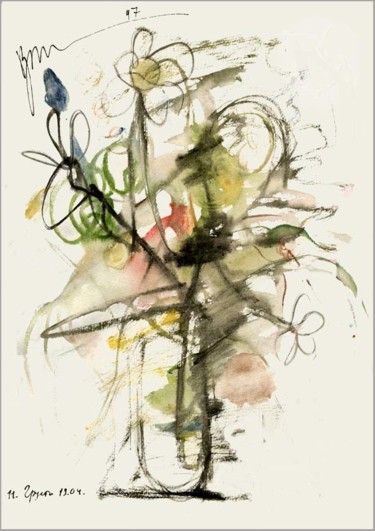 Рисунок под названием "Bouquet De Tristess…" - Dima Wilms, Подлинное произведение искусства, Гуашь