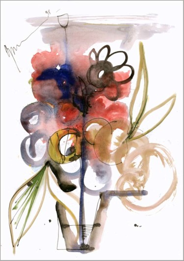 Drawing titled "букет   bouquet 590…" by Dima Wilms, Original Artwork, Watercolor