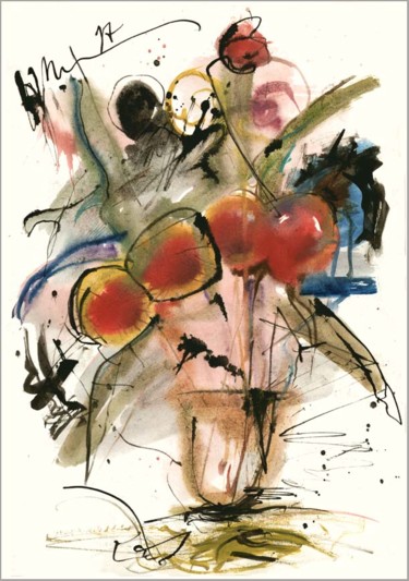Рисунок под названием "букет   Четыре радо…" - Dima Wilms, Подлинное произведение искусства, Гуашь