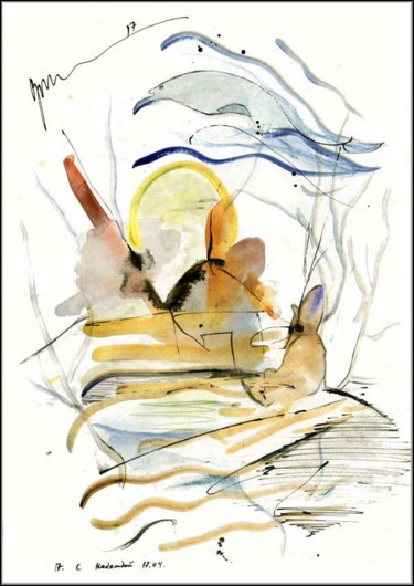 Рисунок под названием "Avec espoir. With h…" - Dima Wilms, Подлинное произведение искусства, Гуашь