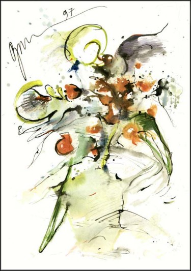 Drawing titled "Bouquet in a ghostl…" by Dima Wilms, Original Artwork, Gouache