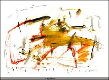 Zeichnungen mit dem Titel "Sauterelle Locust…" von Dima Wilms, Original-Kunstwerk, Gouache