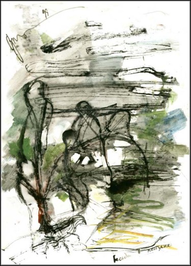 Zeichnungen mit dem Titel "Беседа в пейзаже Co…" von Dima Wilms, Original-Kunstwerk, Gouache