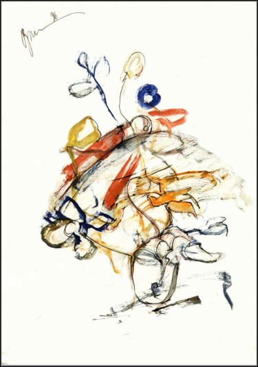 Dibujo titulada "Bouquet dans le cha…" por Dima Wilms, Obra de arte original, Gouache