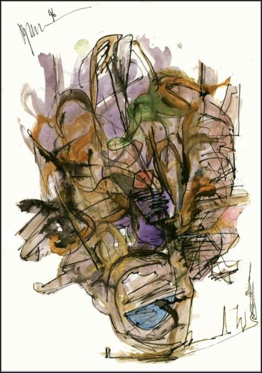Drawing titled "Bouquet. Carré roug…" by Dima Wilms, Original Artwork, Gouache