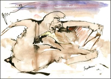 Drawing titled "Зарядочка gymnastic" by Dima Wilms, Original Artwork, Gouache