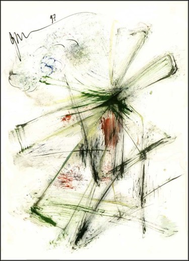 Рисунок под названием "Moulin Мельница Mil…" - Dima Wilms, Подлинное произведение искусства, Гуашь