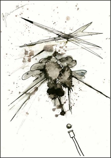 Рисунок под названием "Avions et Canon Сам…" - Dima Wilms, Подлинное произведение искусства, Гуашь