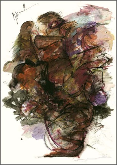 Dessin intitulée "Bouquet violet Фиол…" par Dima Wilms, Œuvre d'art originale, Gouache