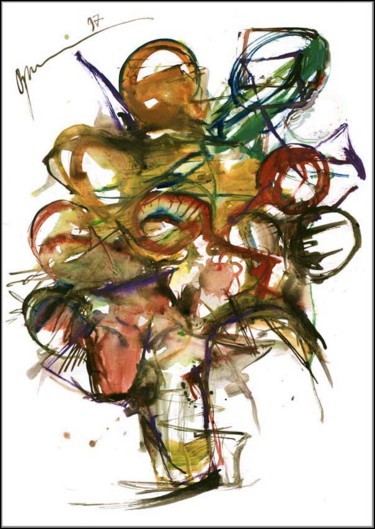 「Bouquet. Courbé Бук…」というタイトルの描画 Dima Wilmsによって, オリジナルのアートワーク, グワッシュ水彩画