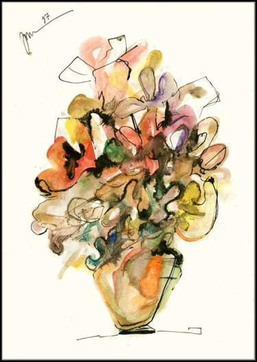 Tekening getiteld "Bouquet Zephyr, des…" door Dima Wilms, Origineel Kunstwerk, Gouache