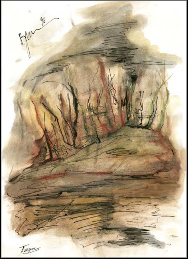 Drawing titled "Paysage Пейзаж  Lan…" by Dima Wilms, Original Artwork, Gouache