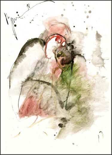 Disegno intitolato "Parent avec fils Ро…" da Dima Wilms, Opera d'arte originale, Gouache