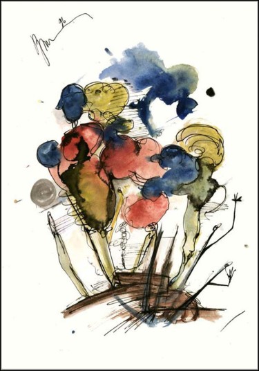 Disegno intitolato "Respire l'ozone Дыш…" da Dima Wilms, Opera d'arte originale, Gouache